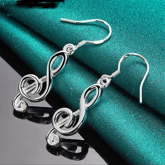 NOT FOR SALE! SILVER musical note earrings treble clef 9.25 silver NWOT - Picture 3 of 8